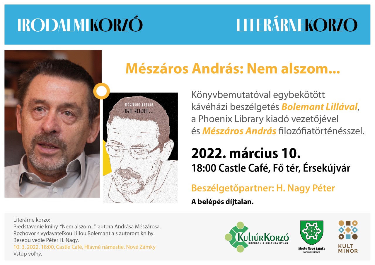 H. Nagy Péter beszélget Bolemant Lillával és Mészáros Andrással Érsekújvárott, az Irodalmi Korzó rendezvényén