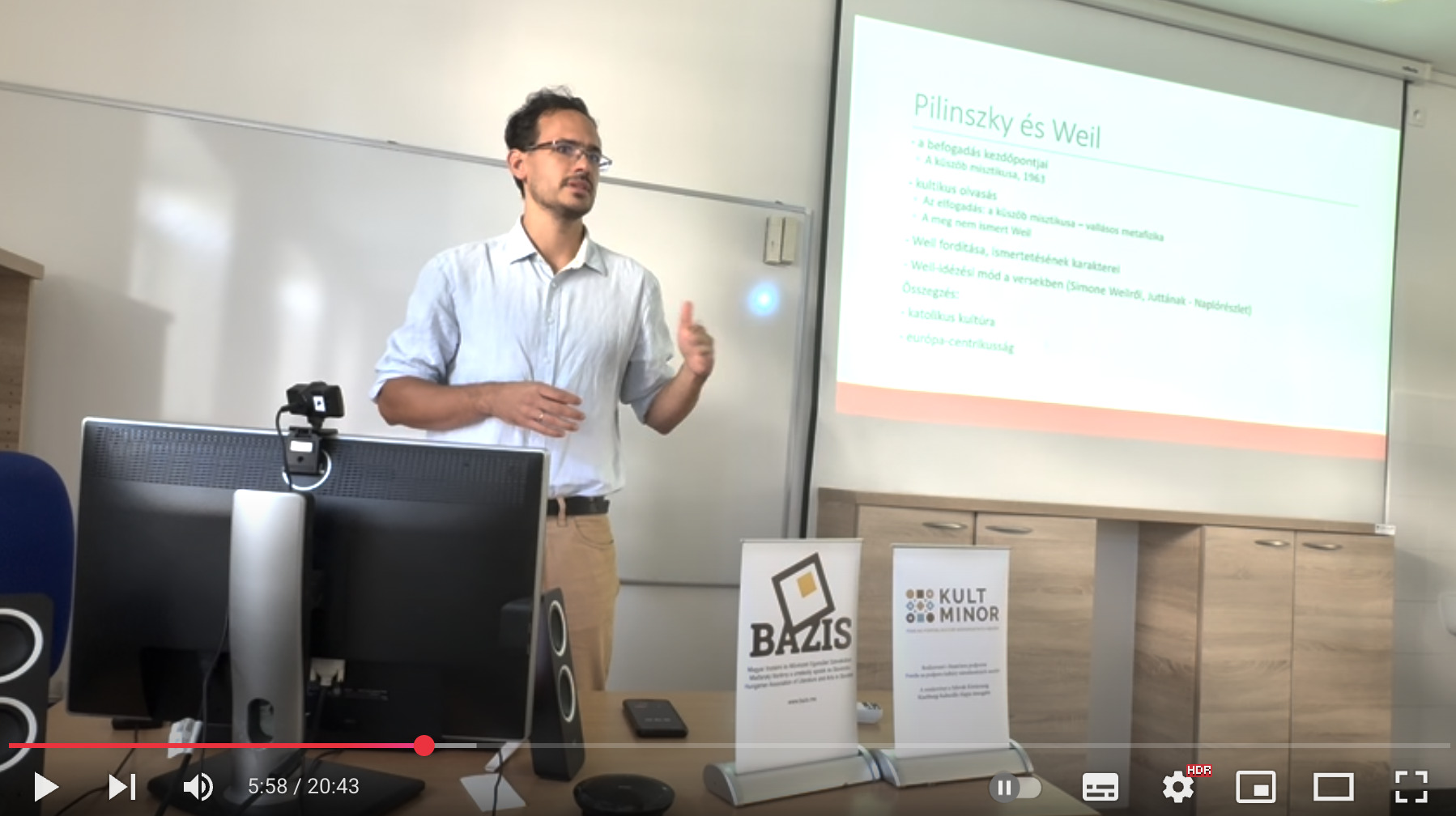 Videófelvétel: Szmeskó Gábor Pilinszky a vasfüggönyön innen és túl című előadása a Bázis Transzkulturalizmus-konferenciáján