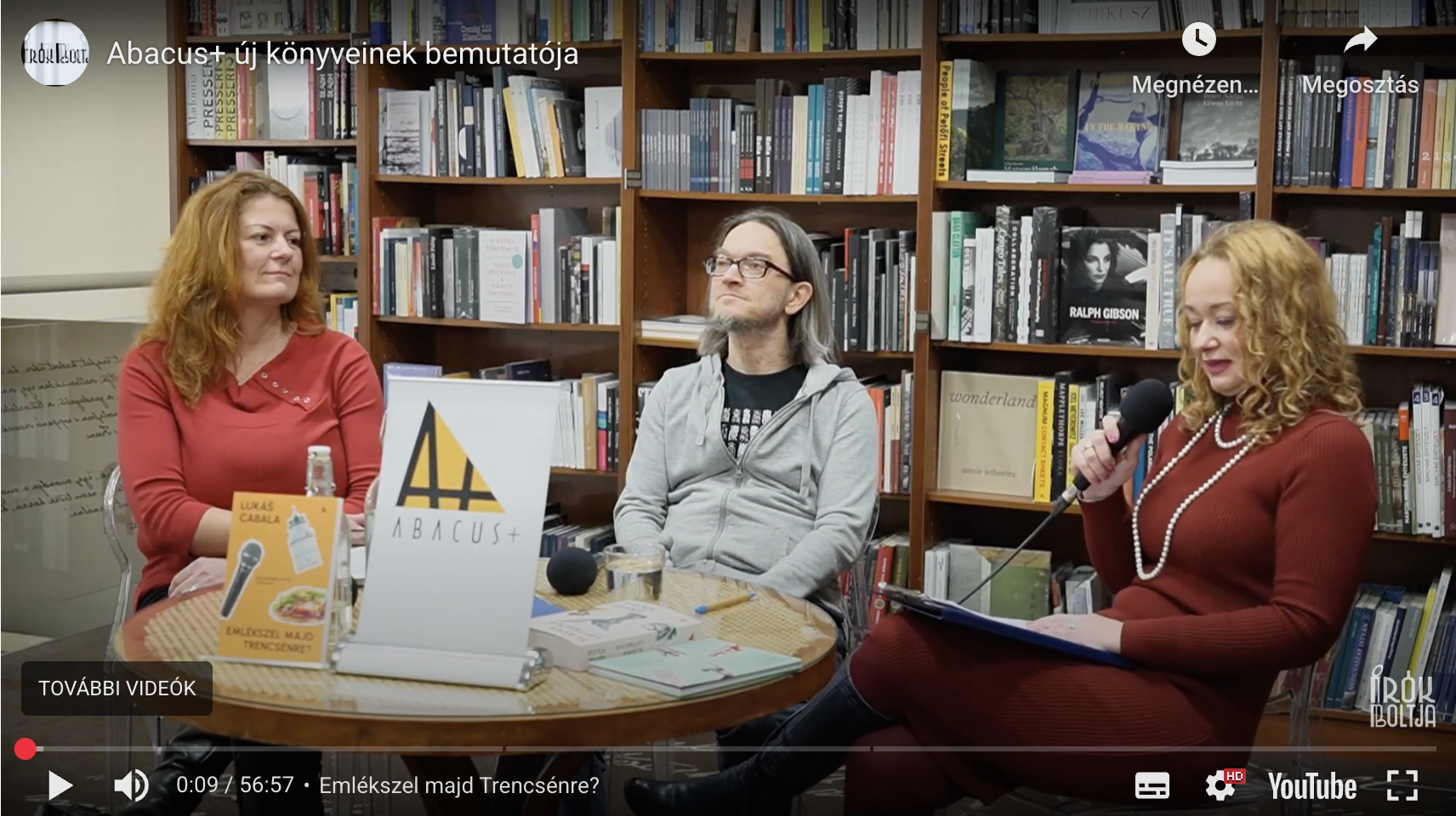 Videofelvétel: Abacus+ könyvbemutató az Írók Boltjában